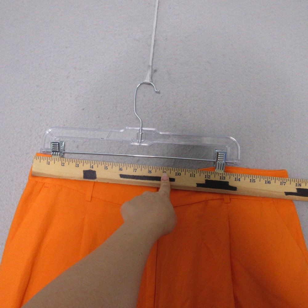 LOFT Pants 12 Orange Pleated Wide Leg Linen Blend Flowy Airy Beachy Trousers NWT - Picture 4 of 10